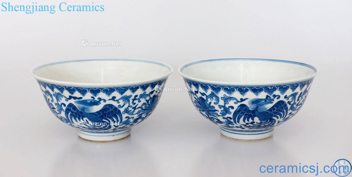 Blue and white tie up branch grain dishes