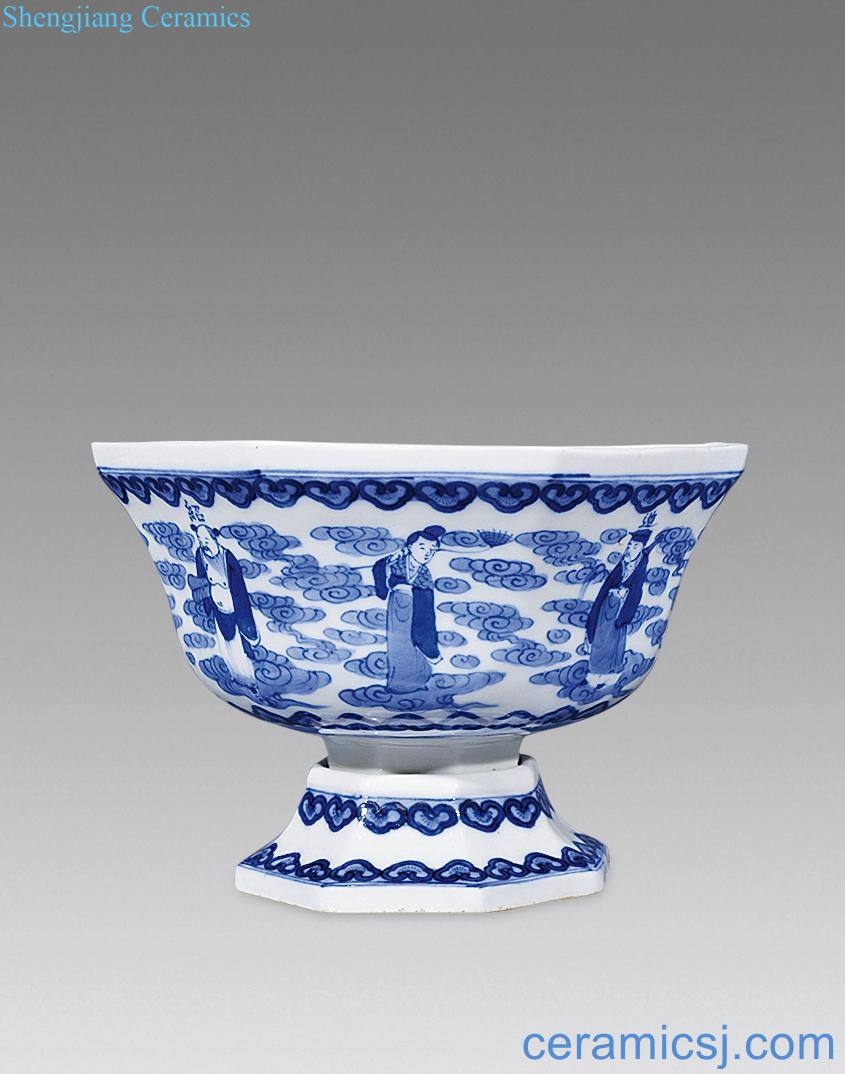 Qing guangxu Blue and white bowl of the eight immortals
