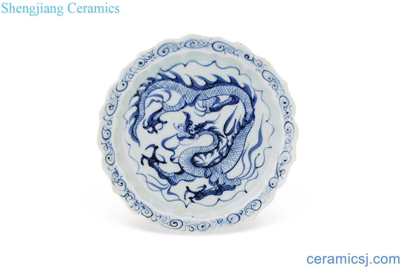 yuan Blue and white dragon aoi plate