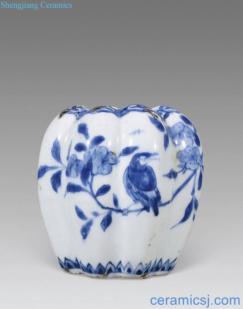 Ming wanli Blue and white flower on grain melon leng cans