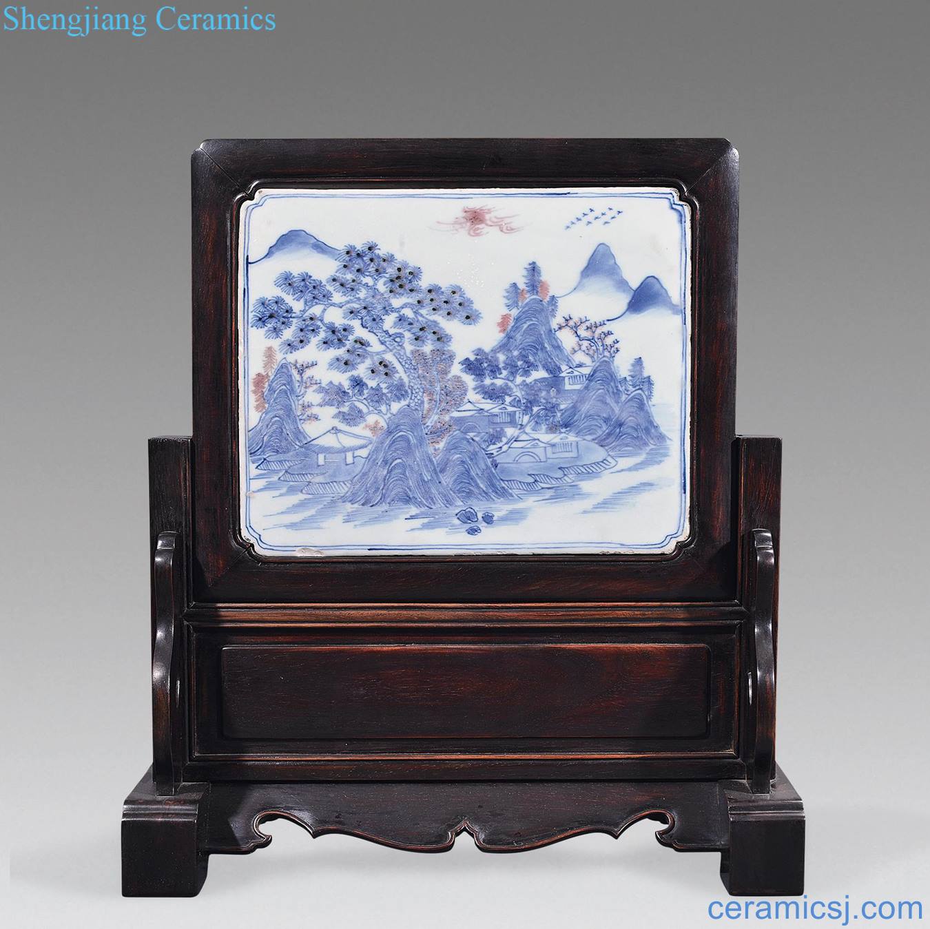 The qing emperor kangxi Blue plaque youligong landscape characters