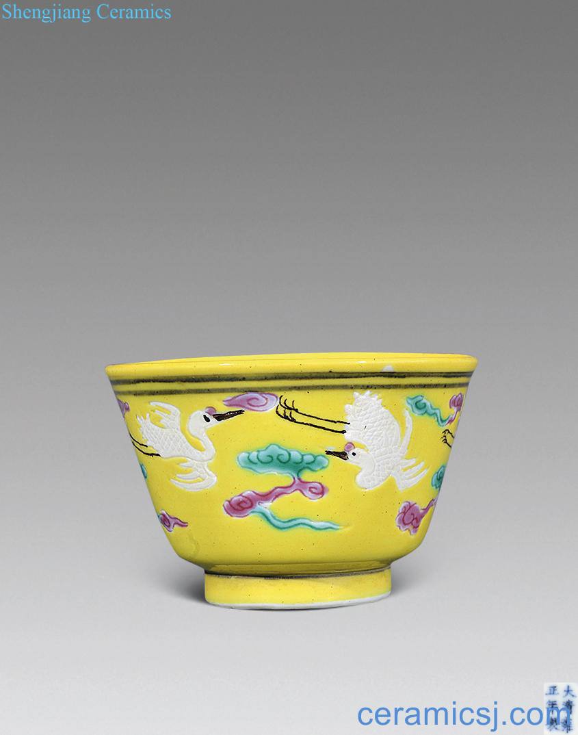 Qing guangxu Yellow to pastel James t. c. na was published grain cup