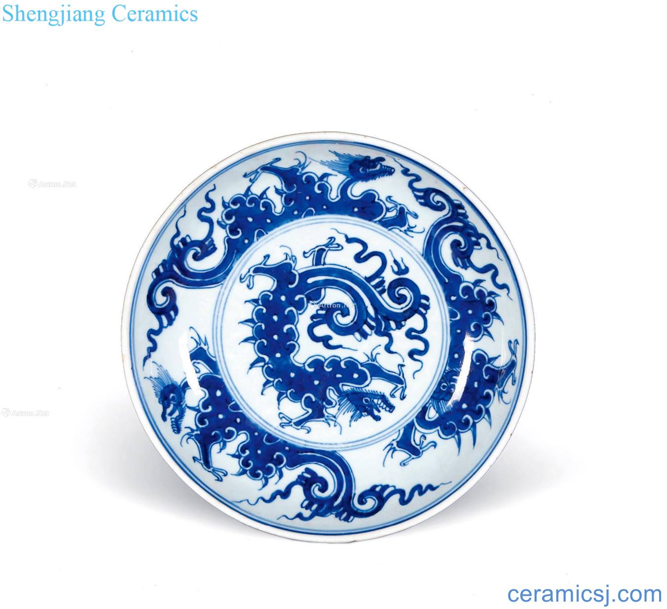 Qing yongzheng blue-and-white longnu tray