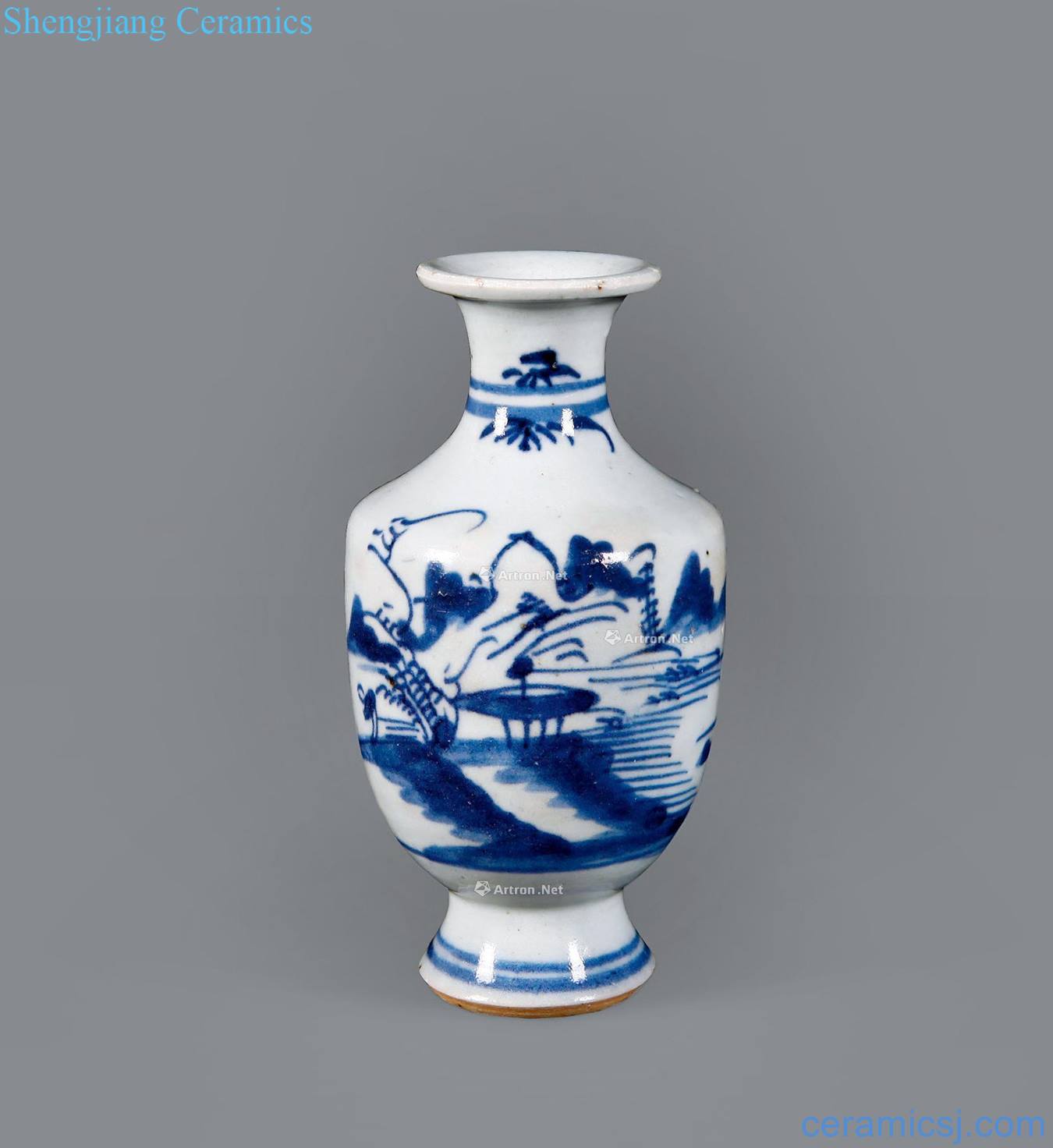 Qing qianlong Blue and white landscape pattern lantern