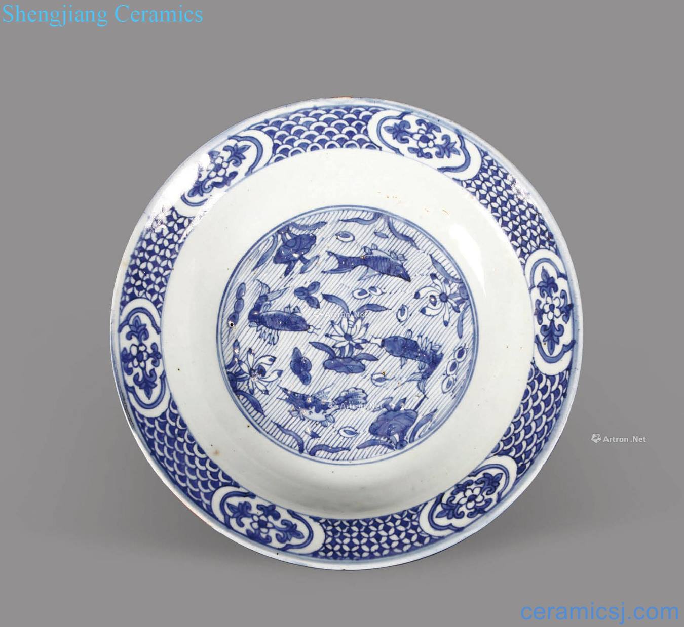 Ming jiajing Mackerel algal shochiku MeiWen fold along the plate