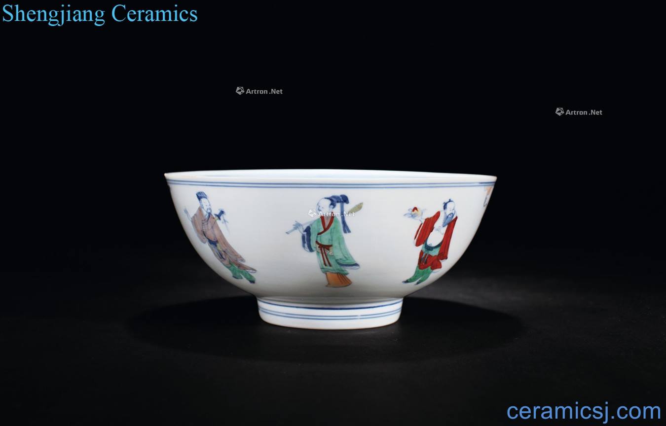 The qing emperor kangxi Bucket color bowl of the eight immortals characters