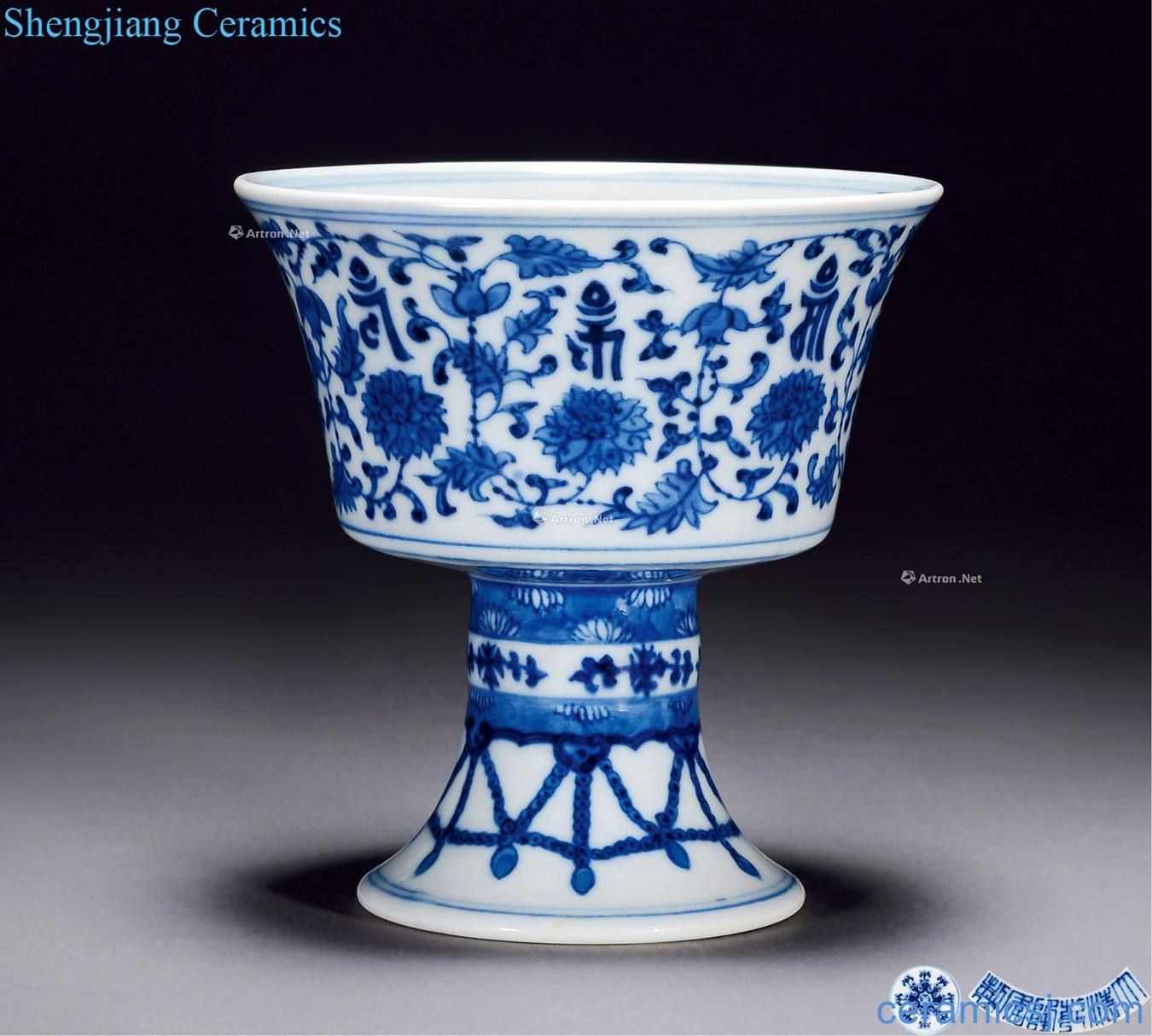 Qing qianlong Blue and white Sanskrit footed cup