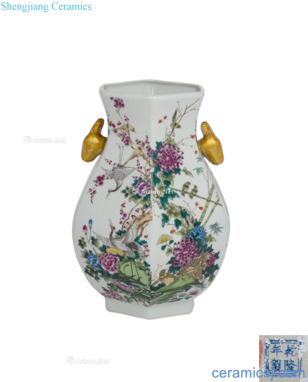 Colorful flowers and birds grain deer ear six-party statue