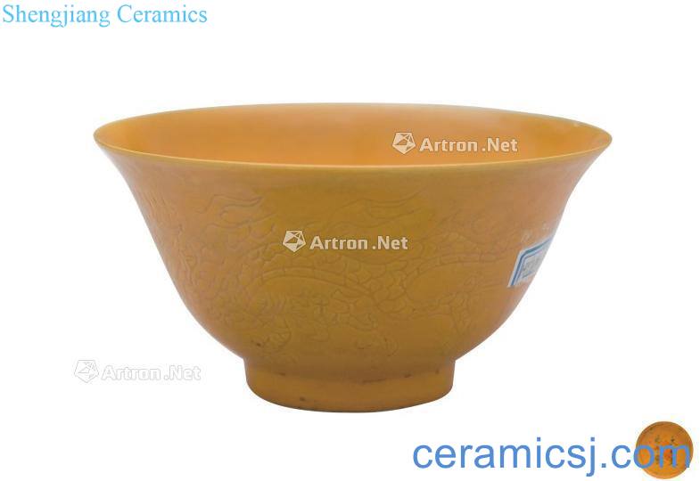 Daming jintong Dark moment yellow glaze longfeng green-splashed bowls