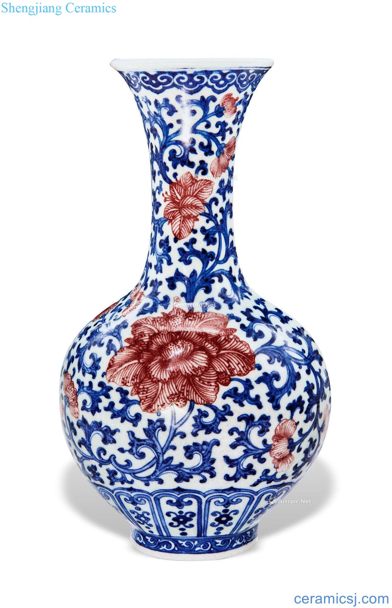 Qianlong blue-and-white youligong wall bottles