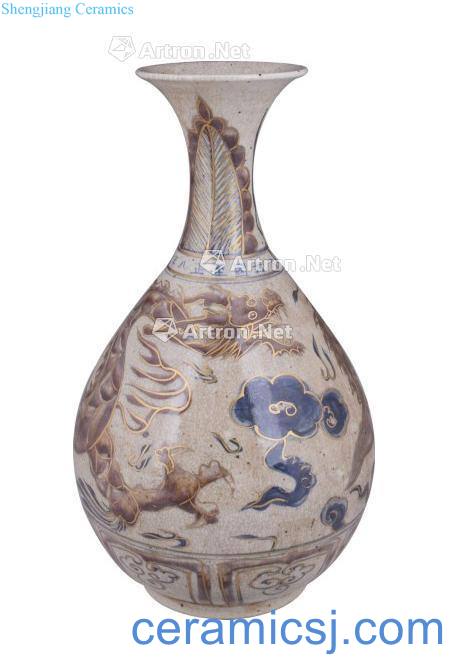 At the end of the yuan Ming Blue youligong fuels the dragon okho spring bottle