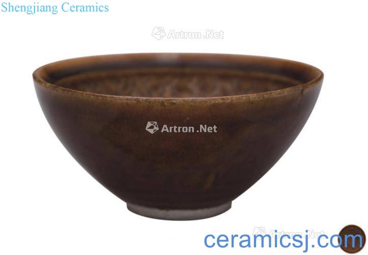 Northern song dynasty Magnetic state kiln yellow glaze hand-cut YingXiWen bowl