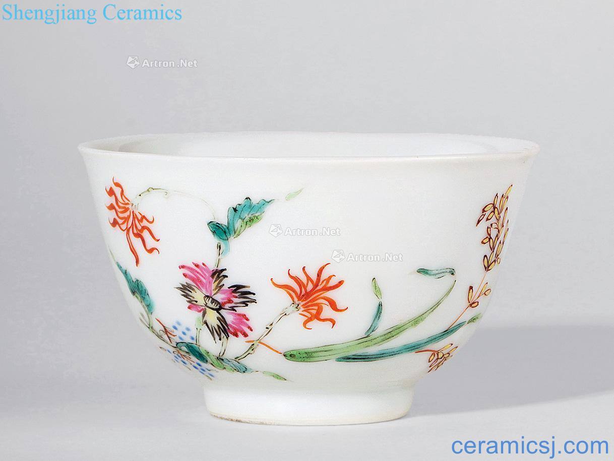 Qing yongzheng pastel flowers cup