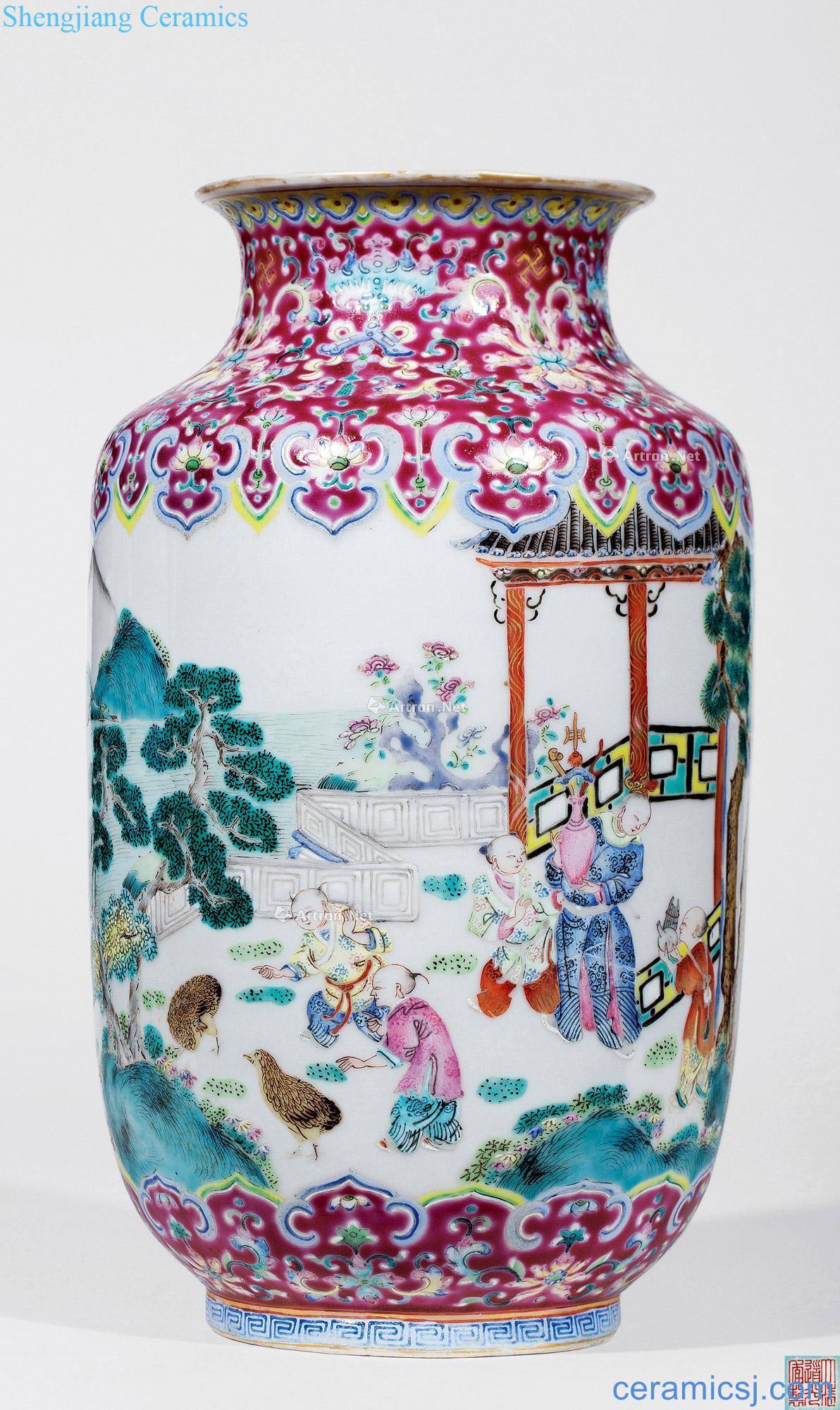 Qing figure lantern light pastel landscape character