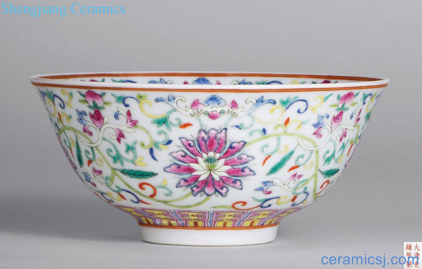 Pastel reign of qing emperor guangxu branch flowers green-splashed bowls