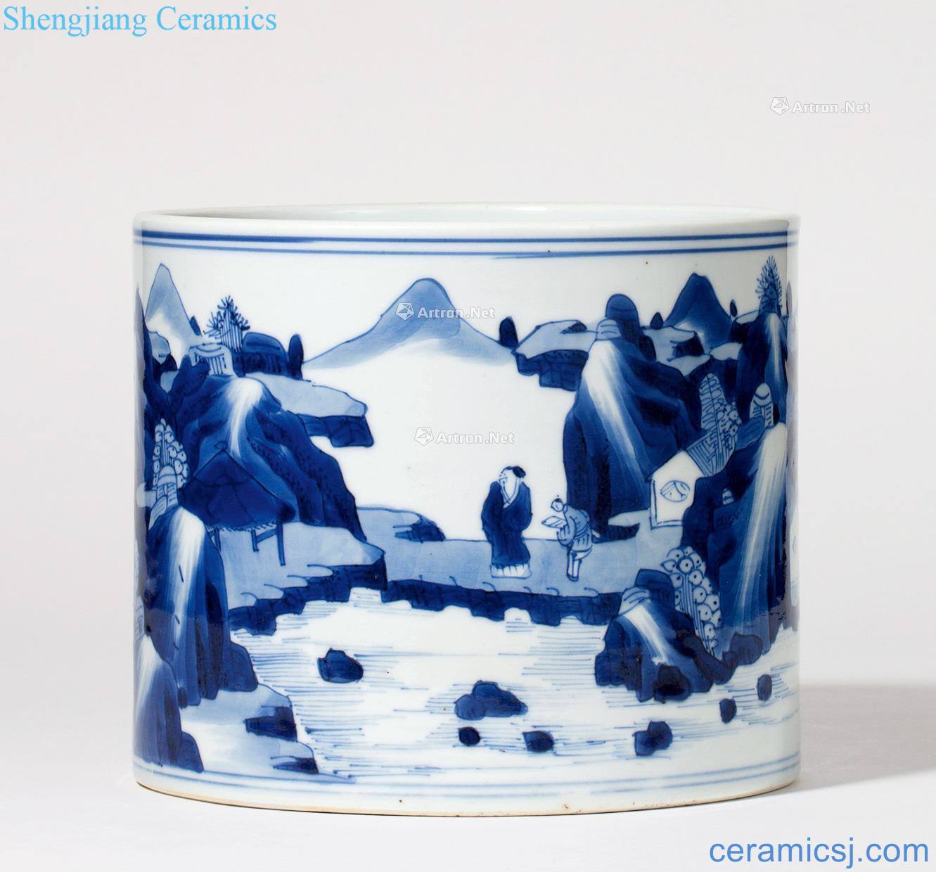The qing emperor kangxi porcelain with jean friends brush pot