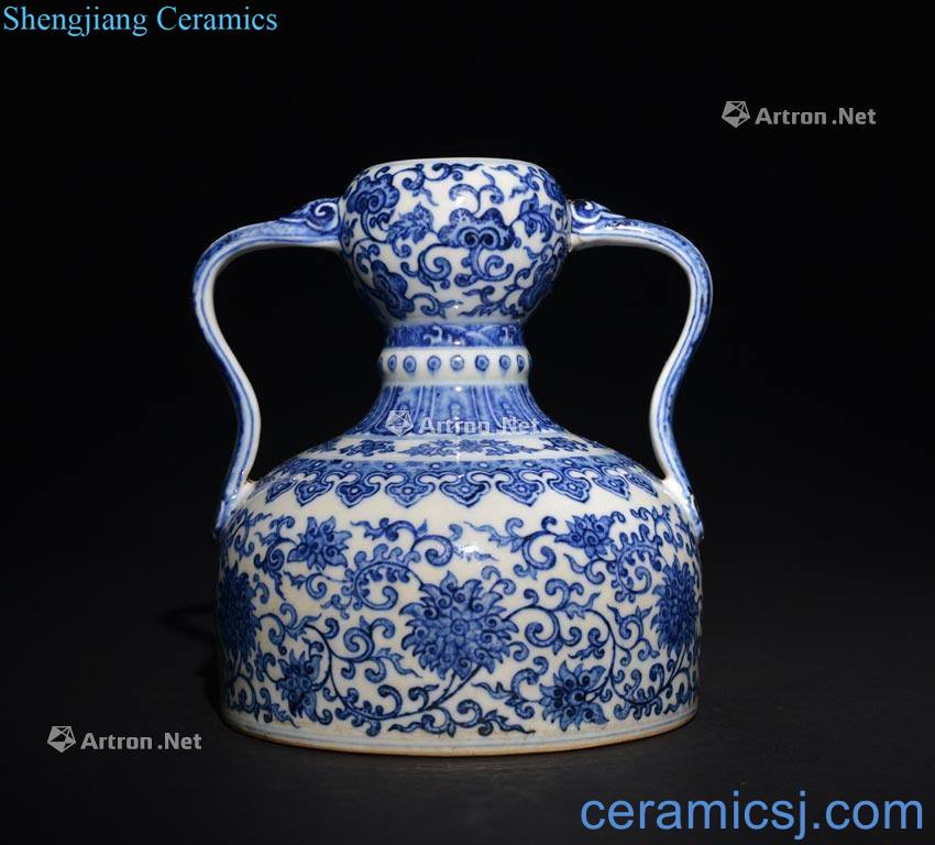 The Qing Dynasty A BLUE AND WHITE DOUBLE - GOURD VASE