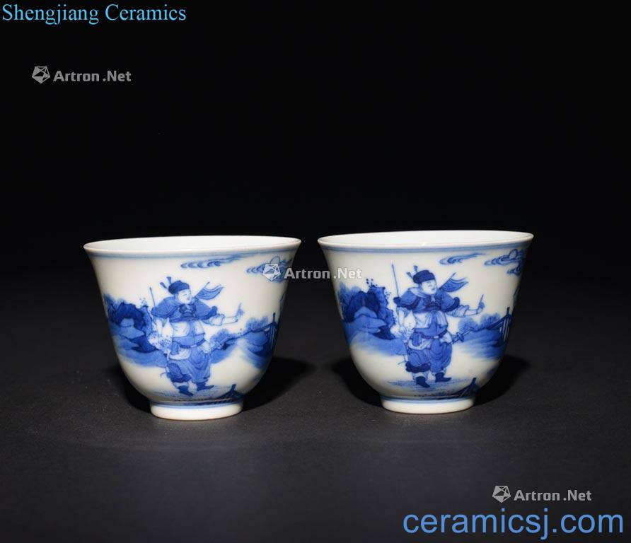 The Qing Dynasty A PAIR OF BLUE AND WHITE CUPS