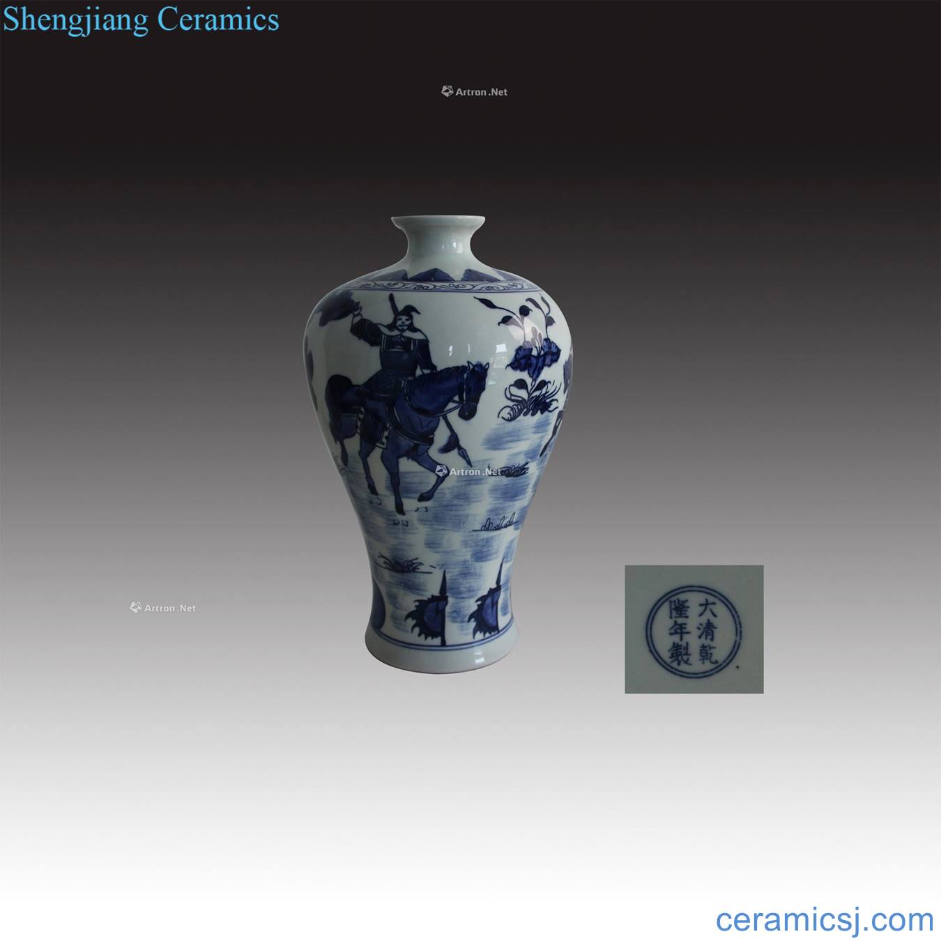 Stories of qing dynasty blue and white plum bottle