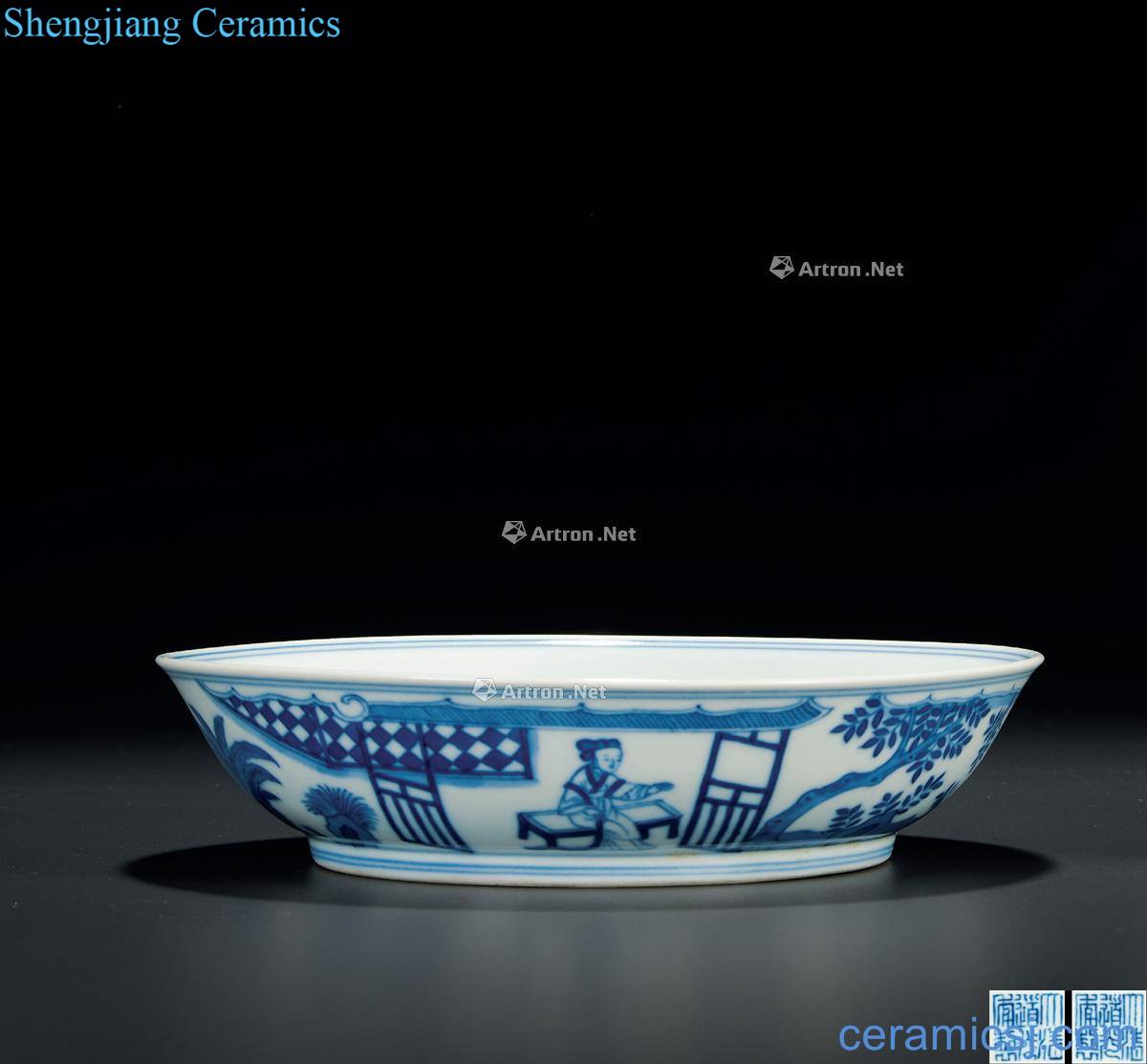 Qing daoguang Blue and white shochiku MeiPan (a)