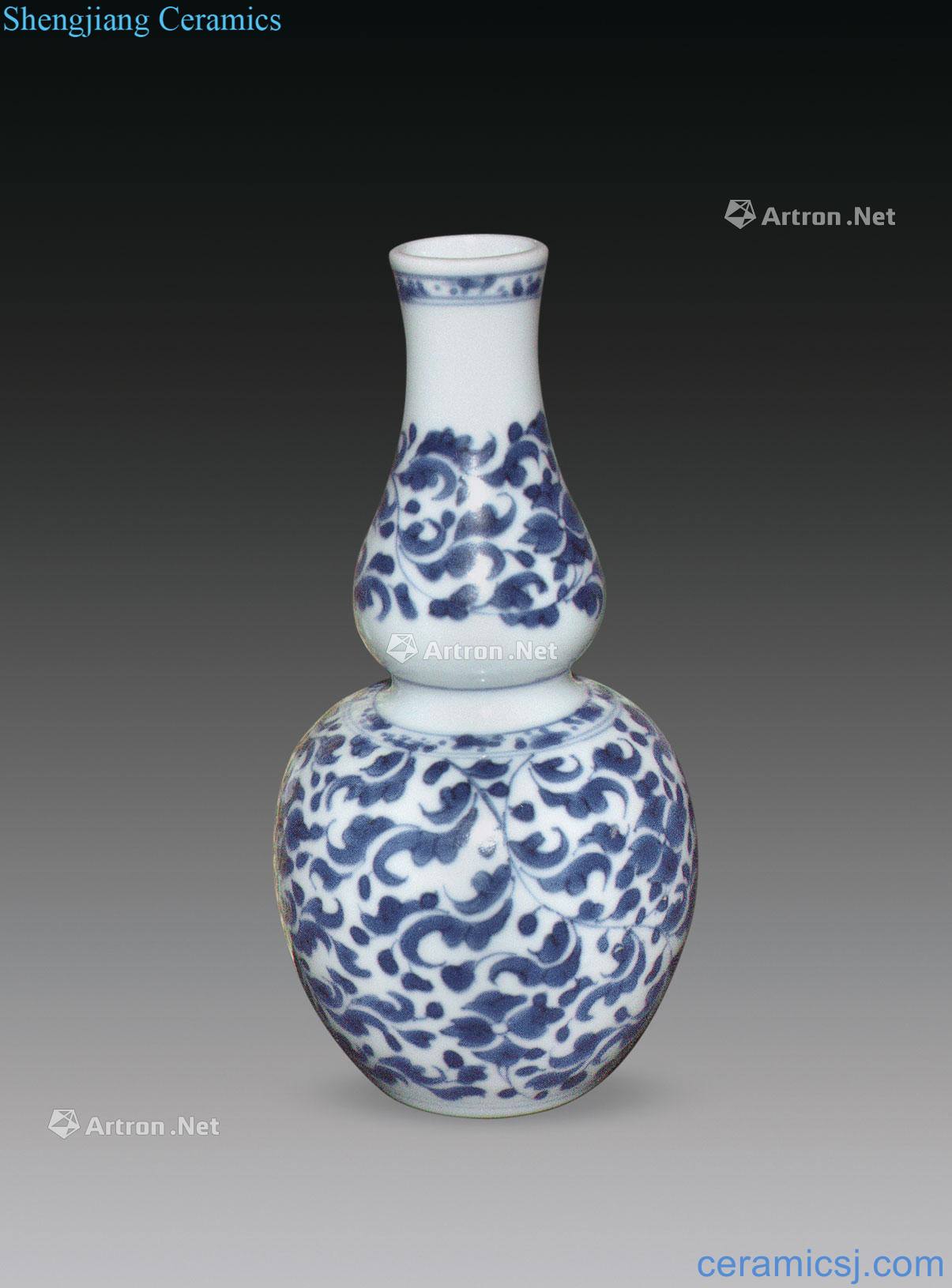The qing emperor kangxi Blue and white lotus flower bottle gourd
