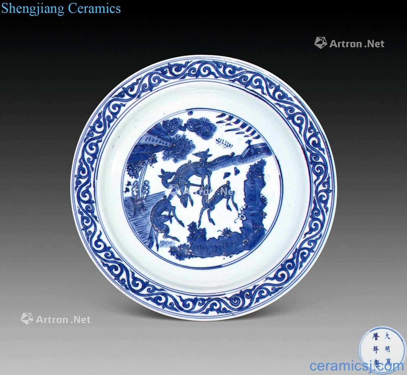 Ming Blue and white LuHe with spring plate