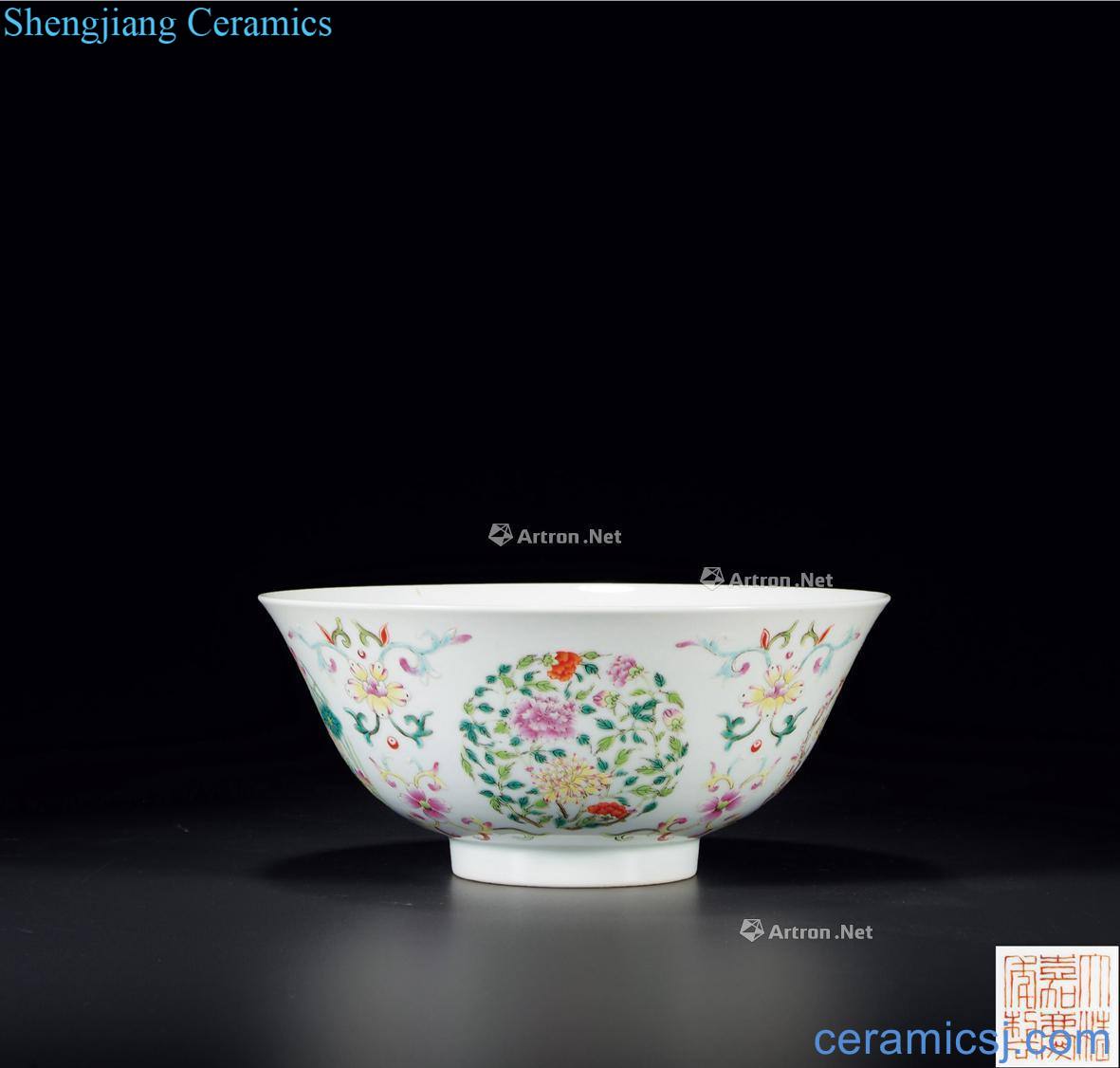 Qing jiaqing pastel CV 18 prosperous green-splashed bowls