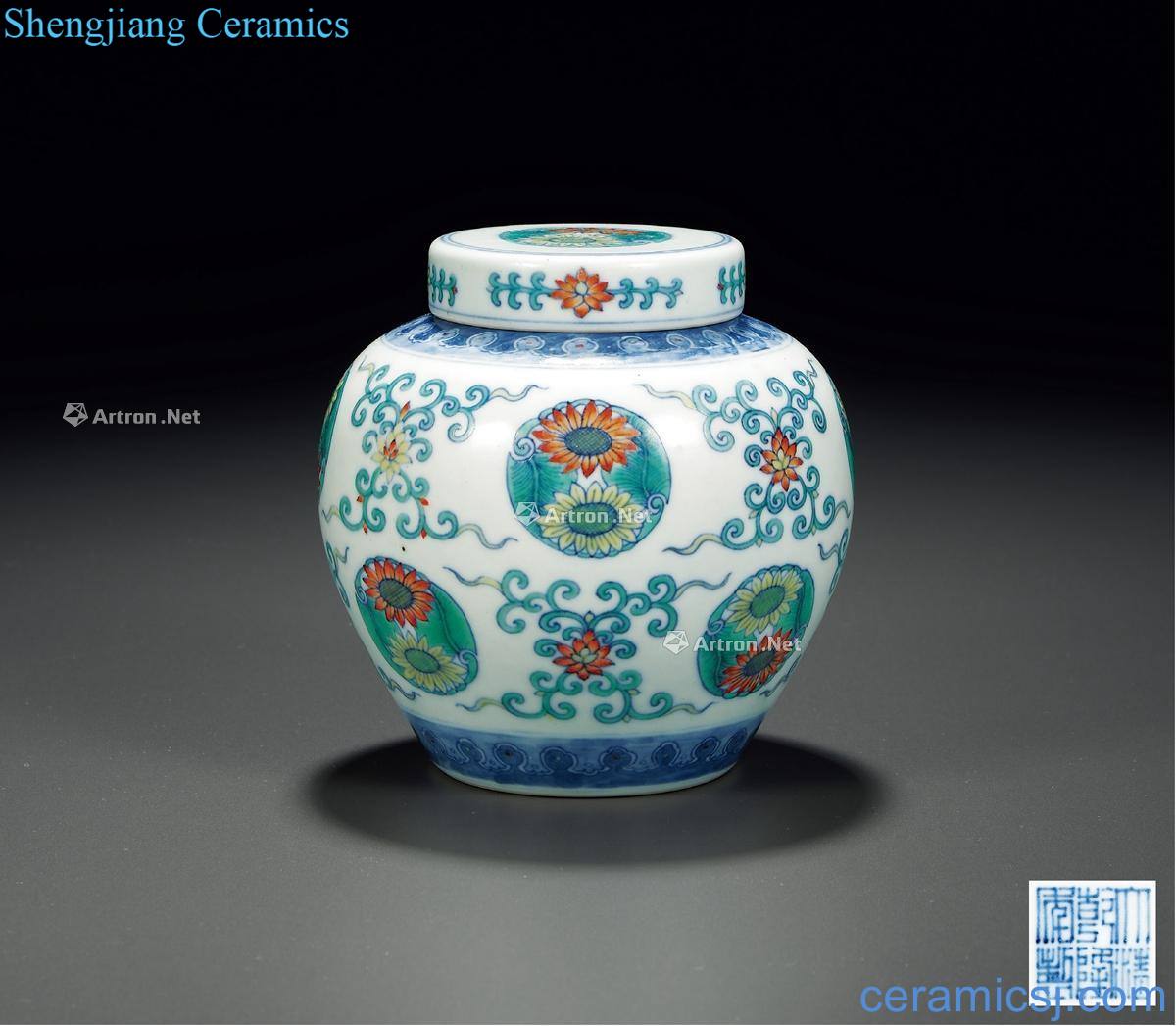 Qing qianlong bucket colors branch pattern cover tank