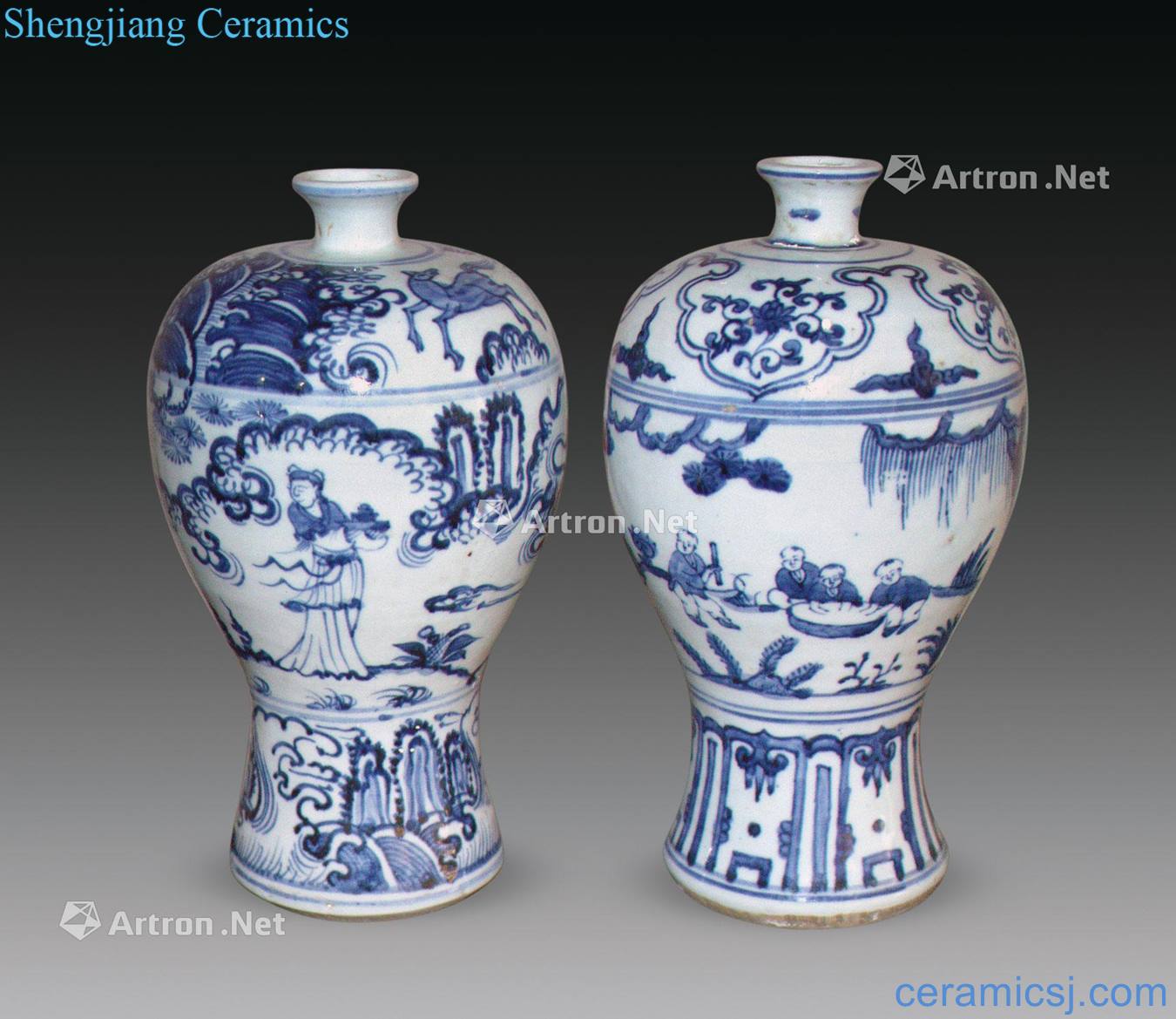 Ming Blue and white plum bottle (a)