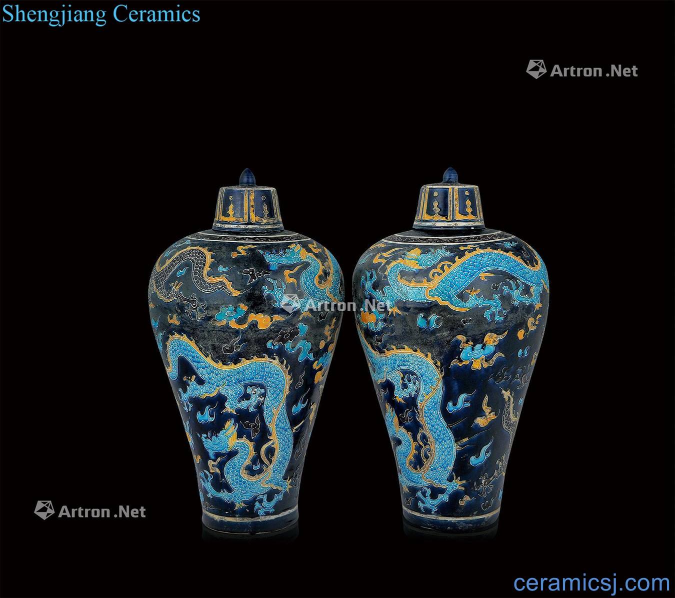 Ming Methods China glaze dragon plum bottle (a)