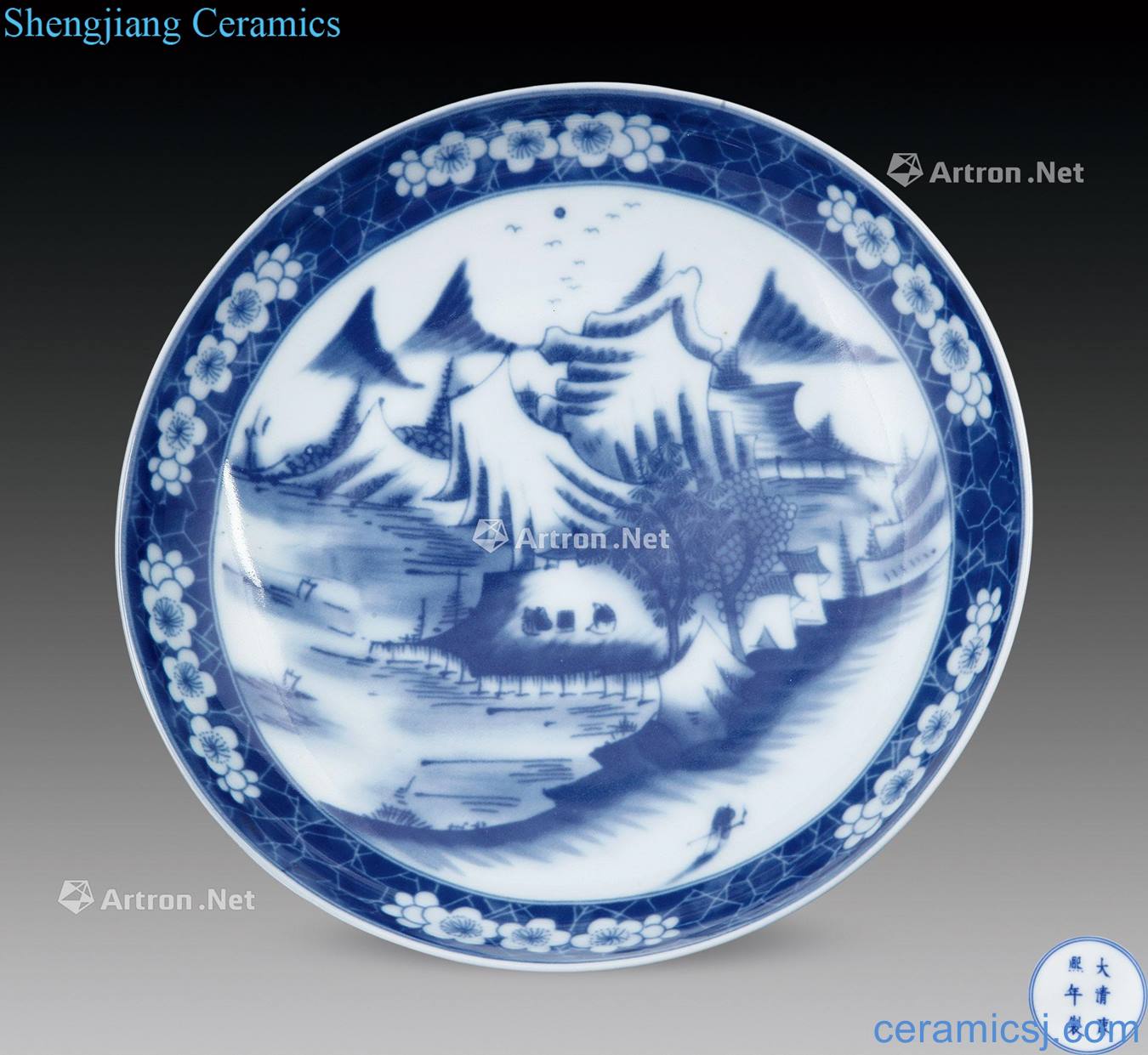 qing Blue and white landscape character