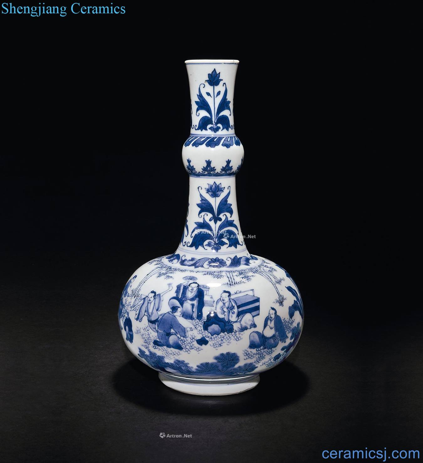 Ming chongzhen Blue and white bamboo seven sages