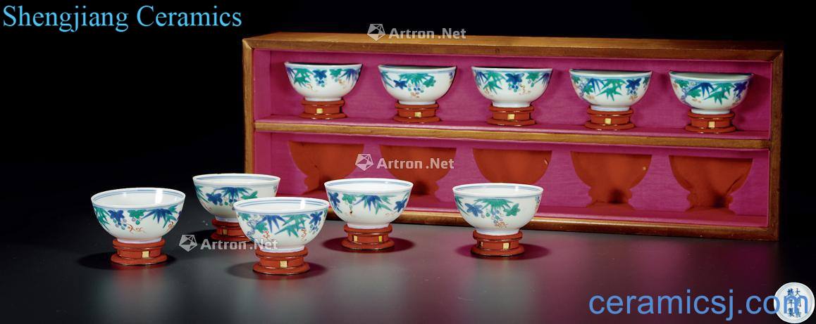 Qing yongzheng bucket color grape grain small cup (10)