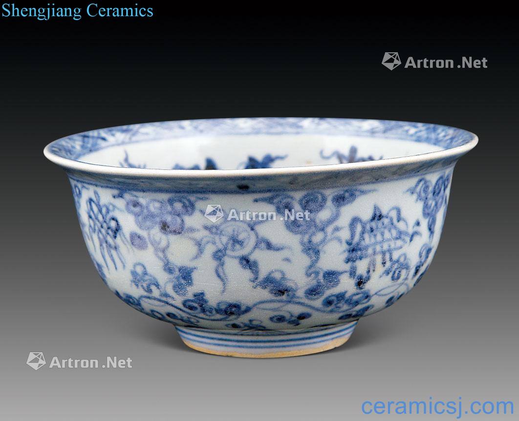 Ming Blue and white flower green-splashed bowls