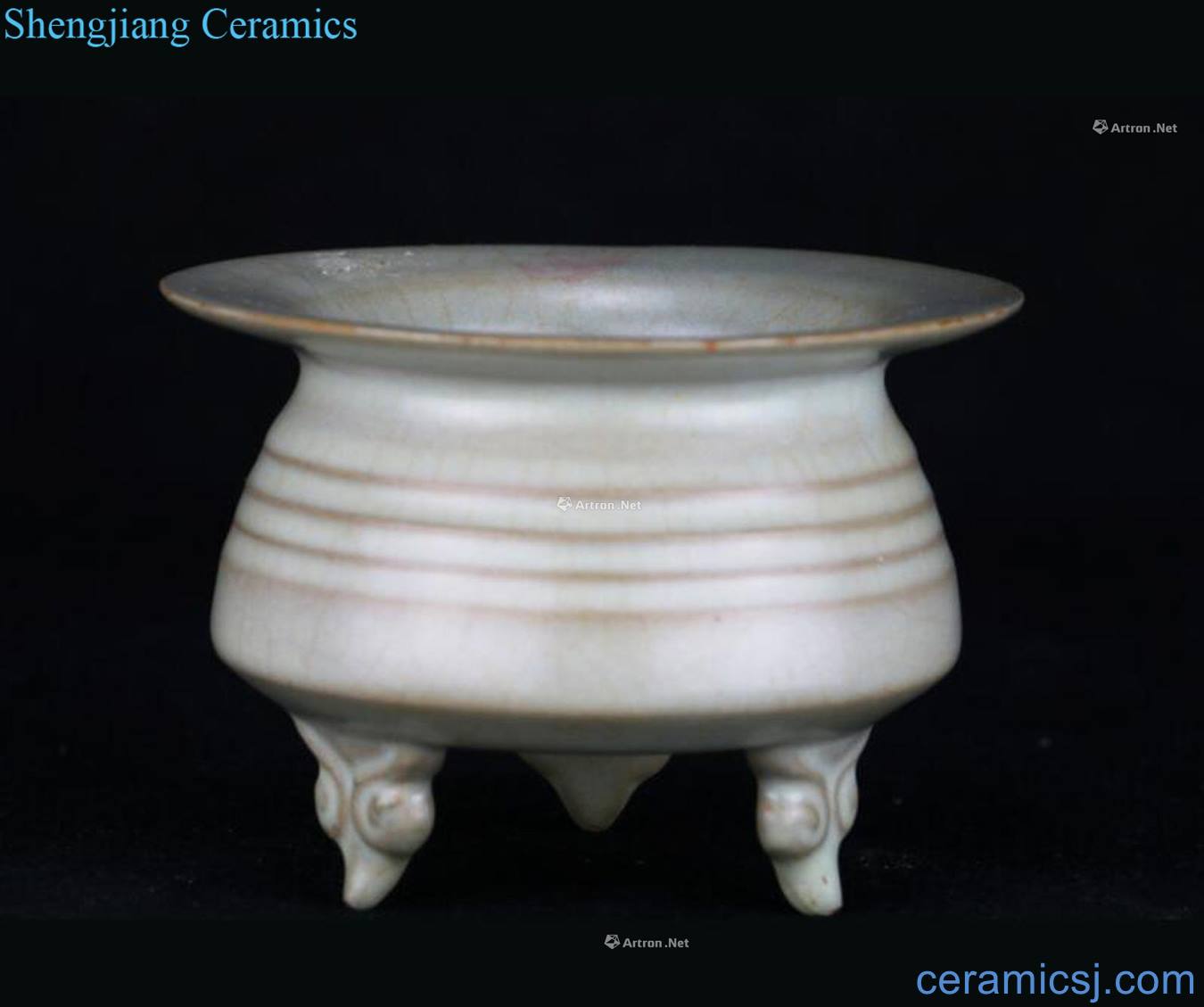 Song zhang male lane your kiln powder blue glaze bowstring grain furnace with three legs