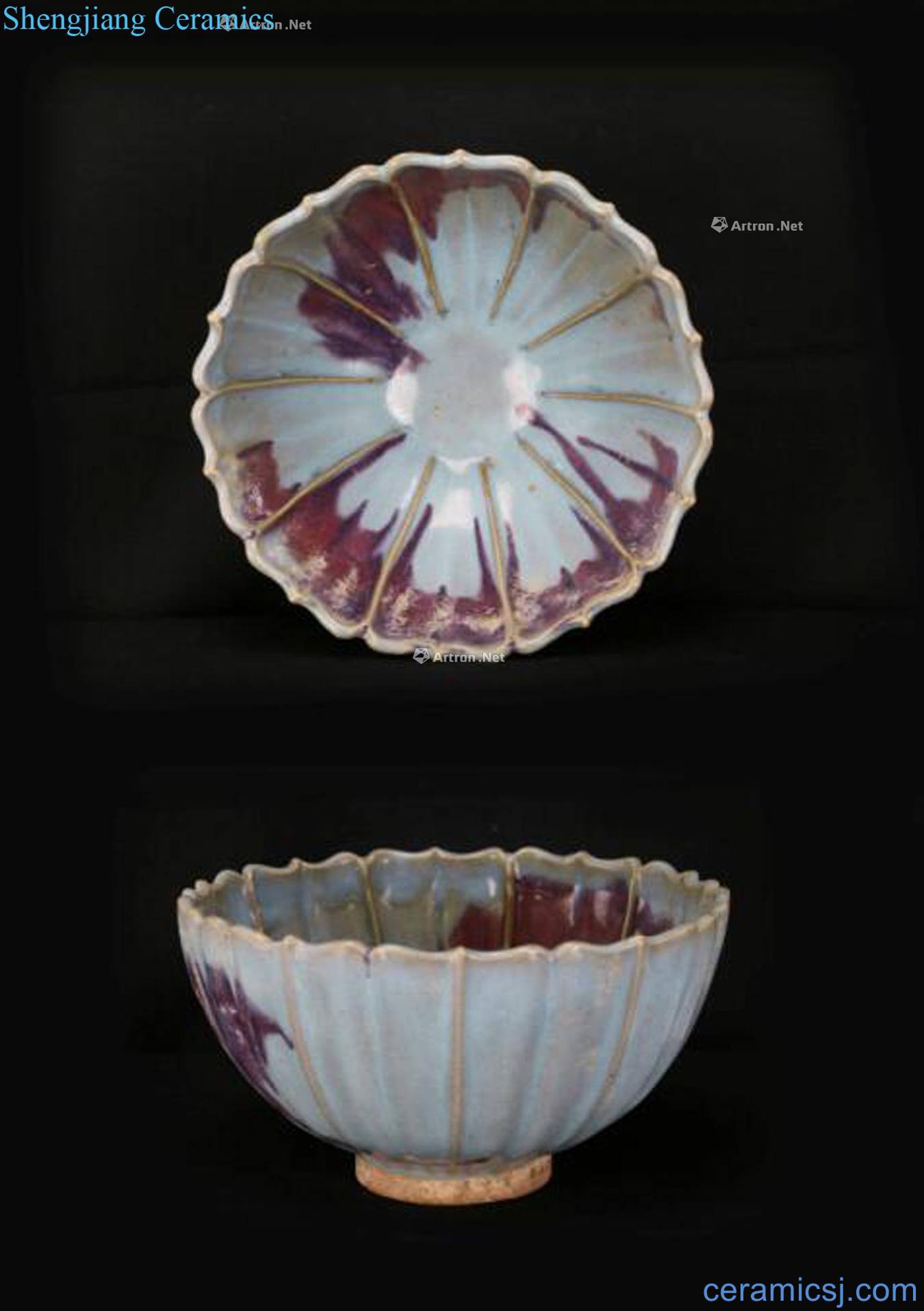 The song dynasty The azure glaze masterpieces rose erythema kwai mouth big bowl