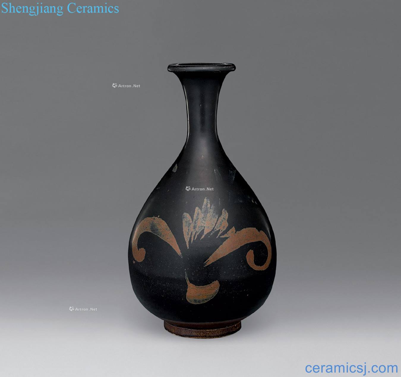 gold Magnetic state kiln black glaze color in brown okho spring bottle