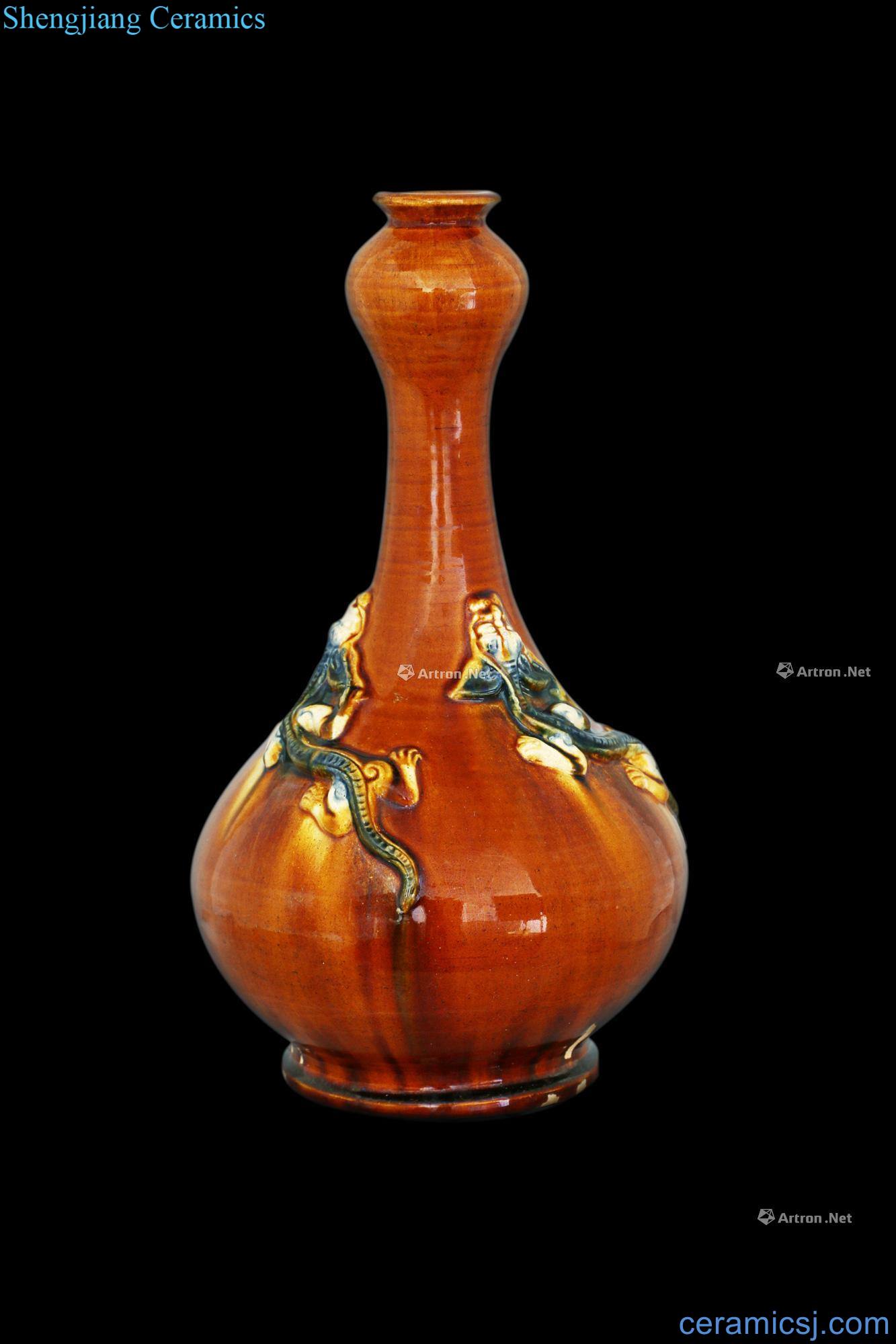 Liao three-color plastic coated three dragon garlic bottle