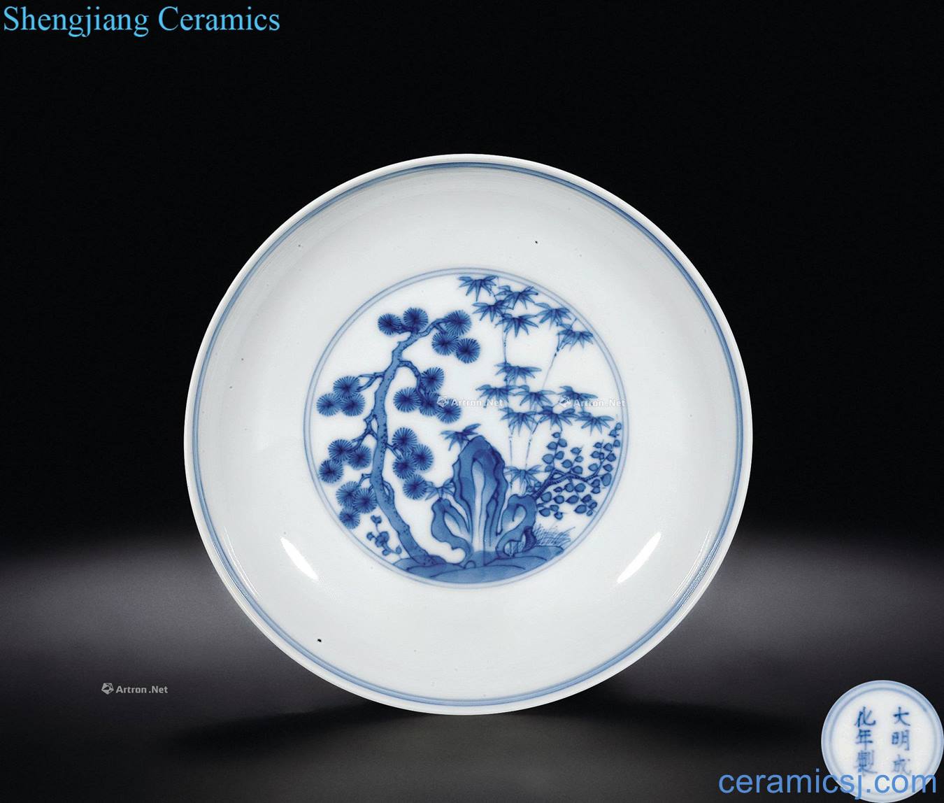 The qing emperor kangxi Blue and white flower plate characters