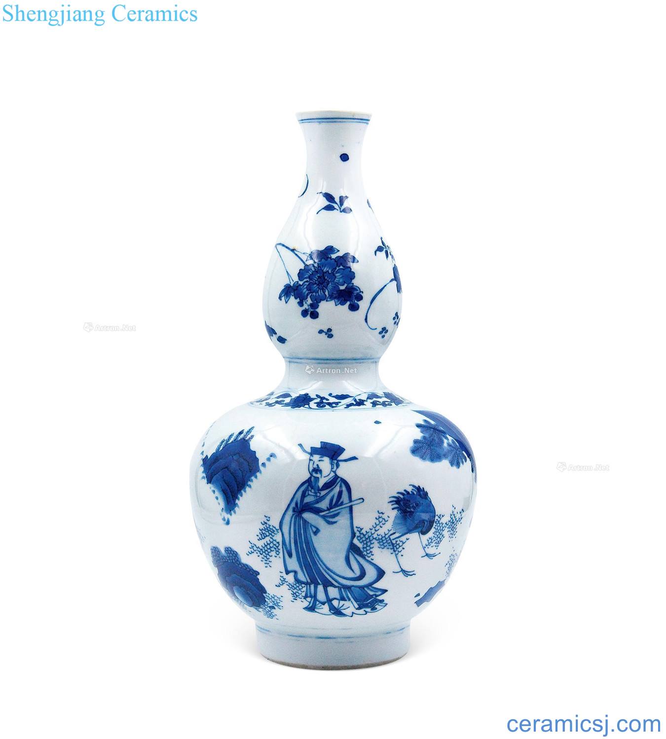 chongzhen Blue and white double gourd vase