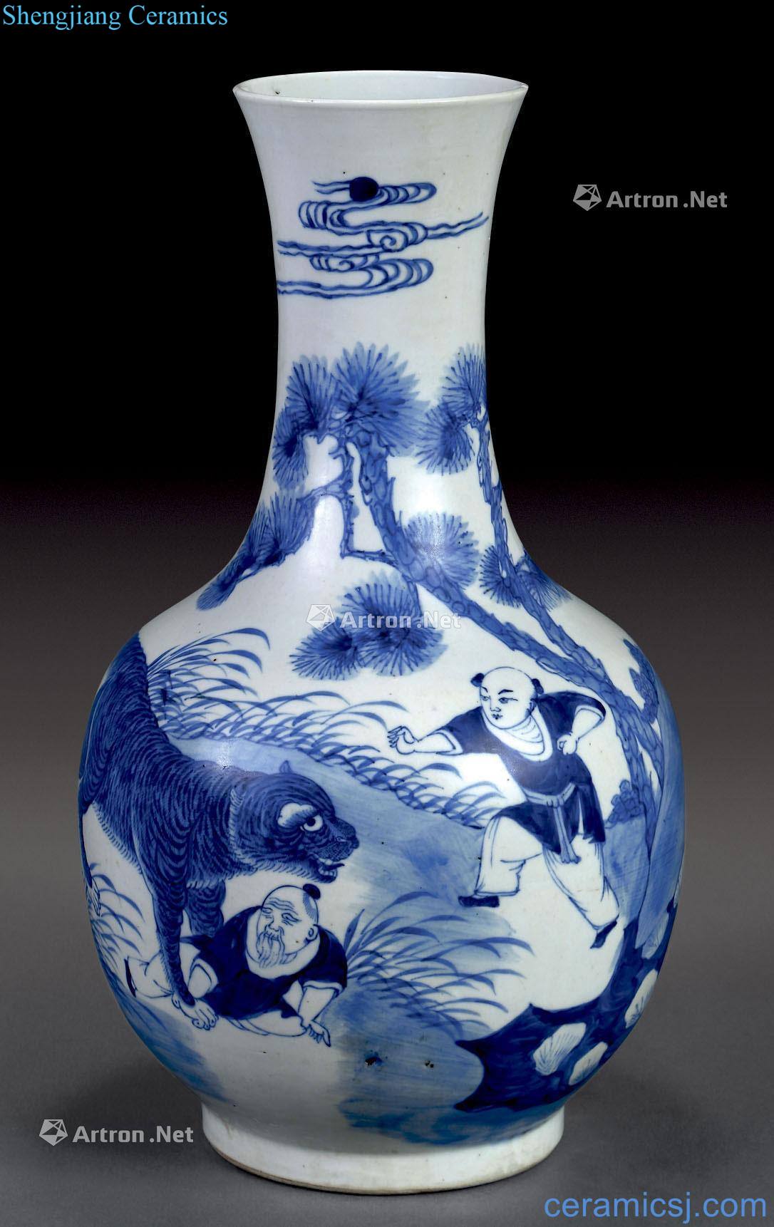 qing Blue and white figure bottles internationally