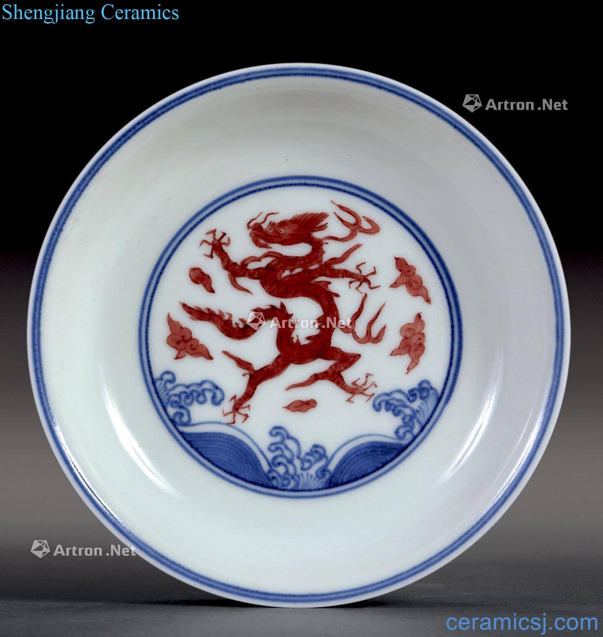 Ming Blue and red dragon disc