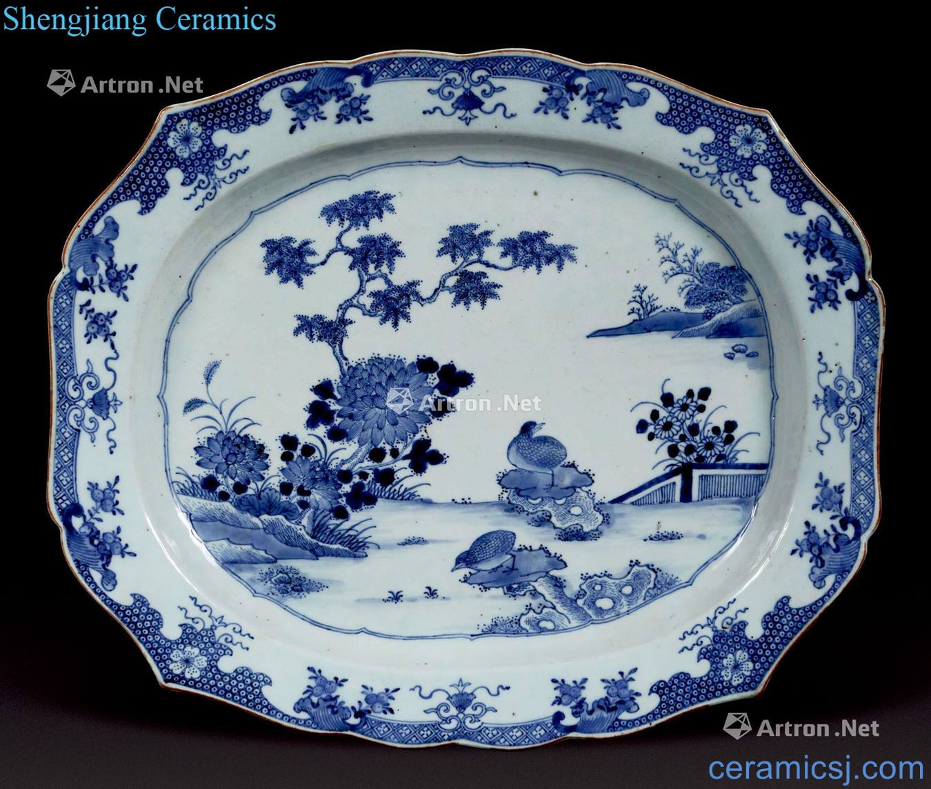 Qing dynasty blue and white to live and work in peace and contentment generous offer