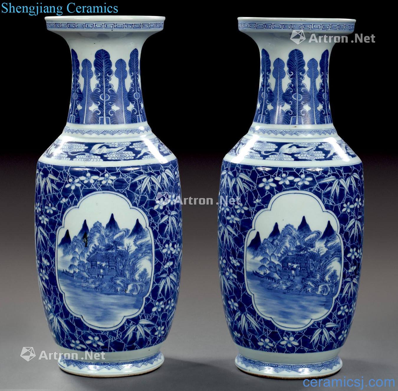 Qing porcelain medallion mountain water bottle (2)