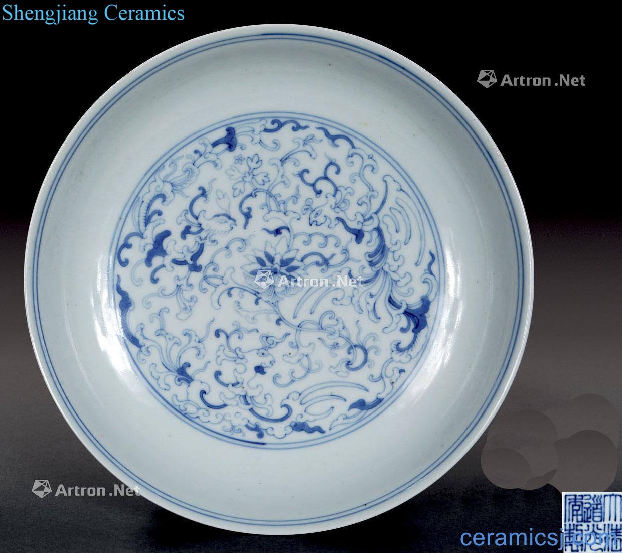 qing Blue and white uncluttered longfeng flower tray