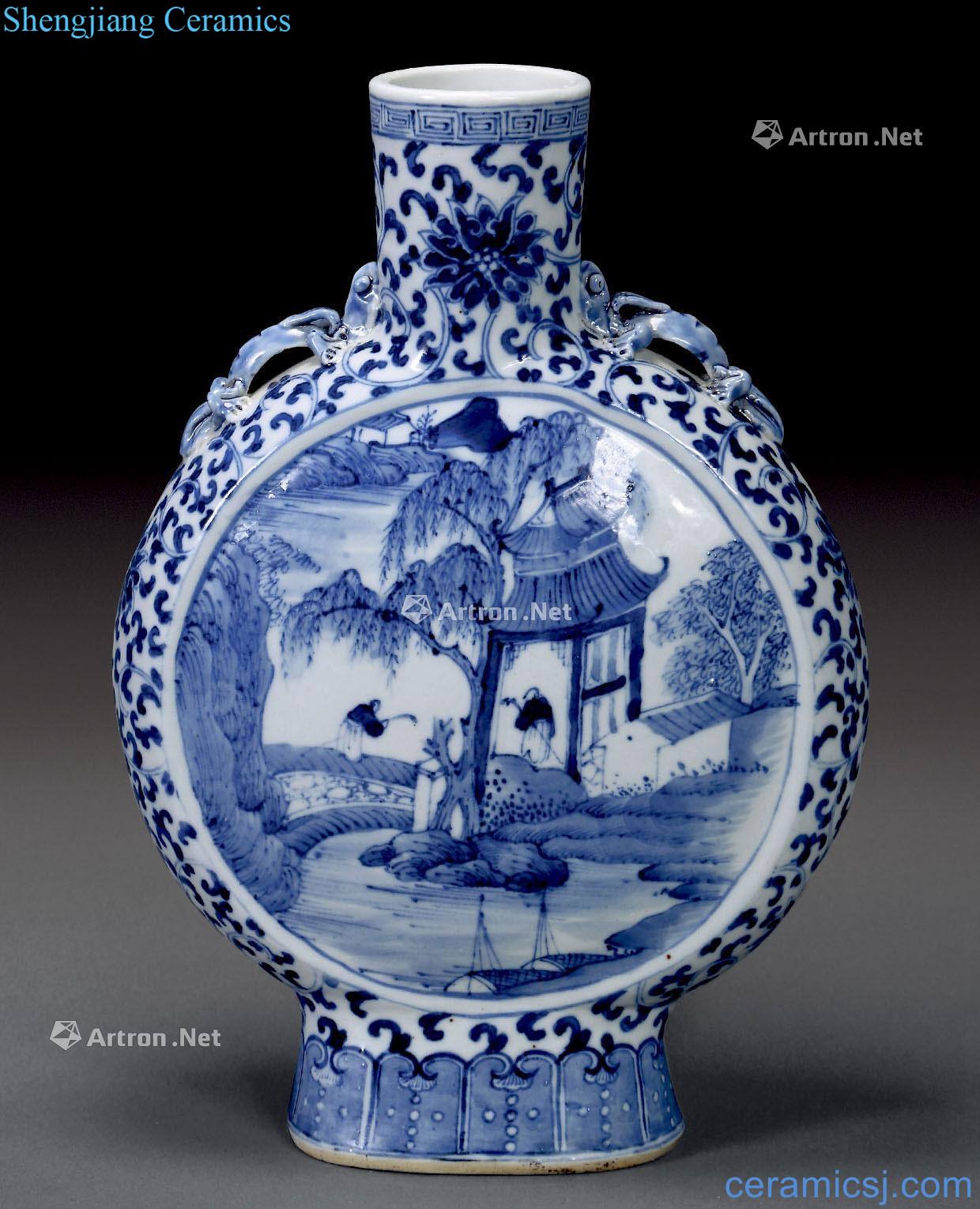 Qing porcelain medallion characters on bottle