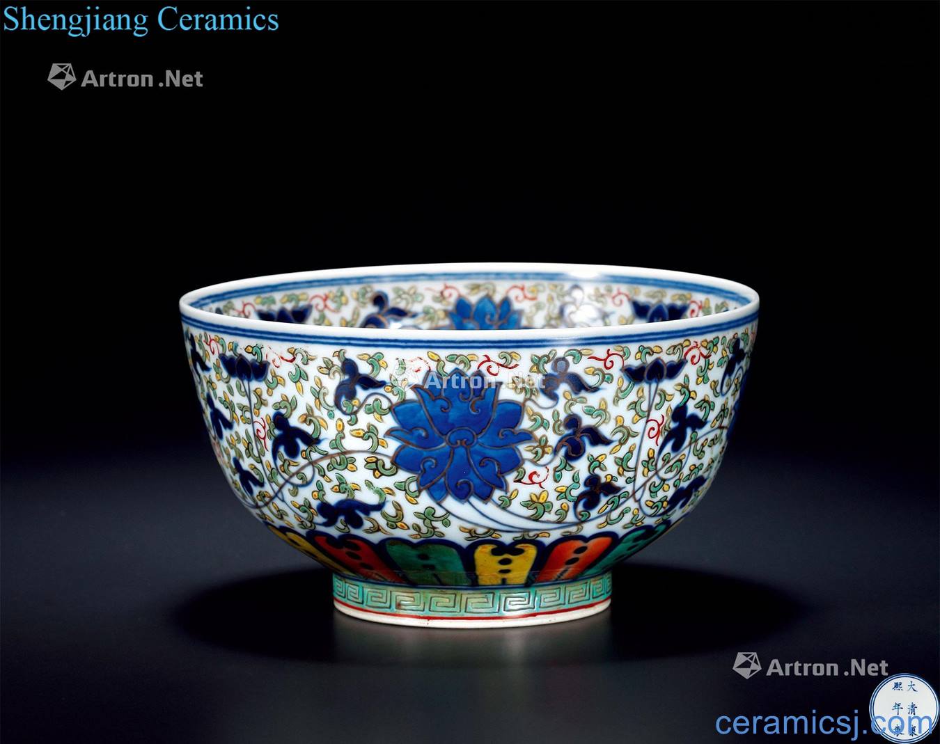 qing Blue and white color lotus flower green-splashed bowls