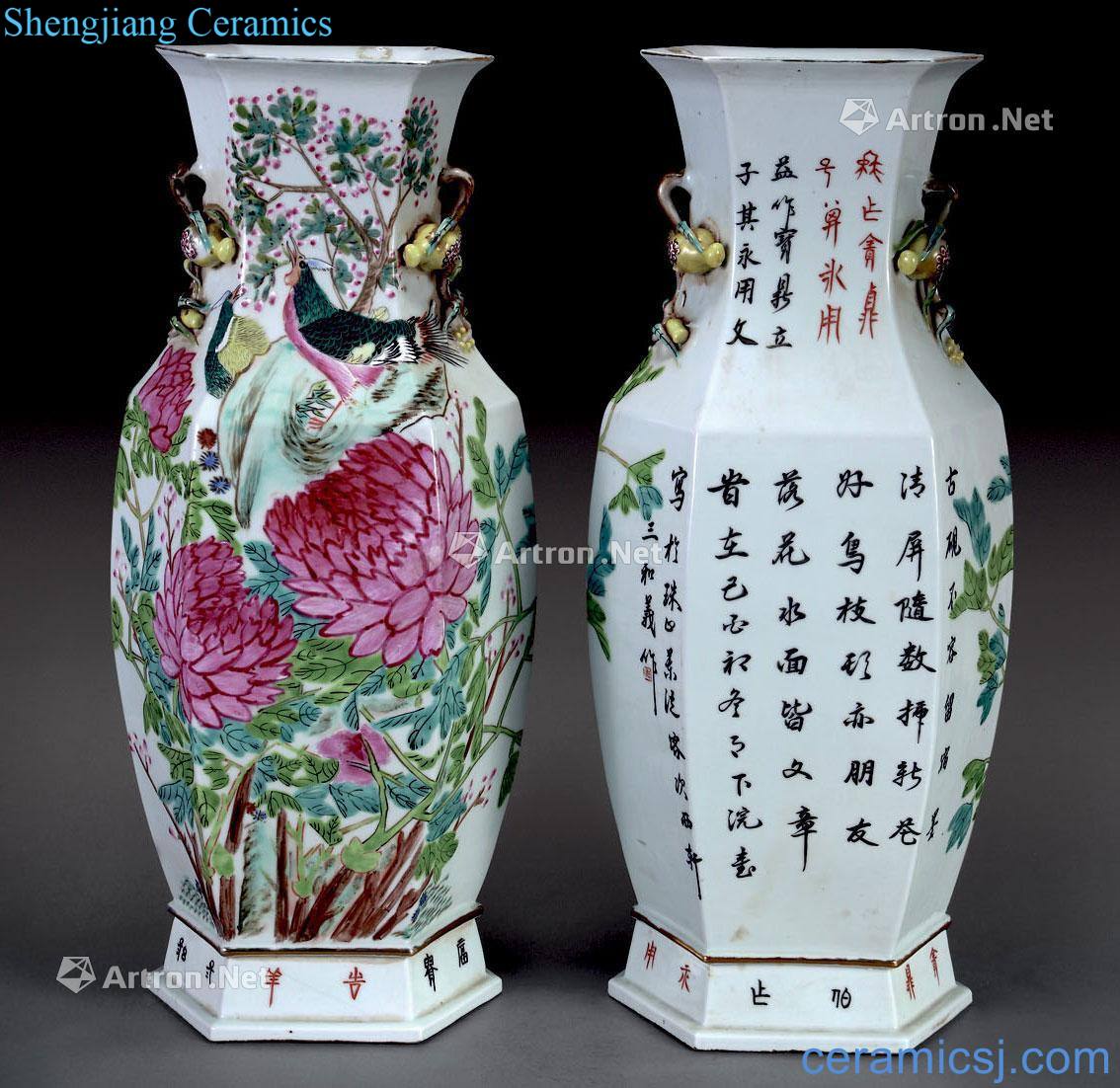 Clear pastel painting of flowers and poems vase (2)