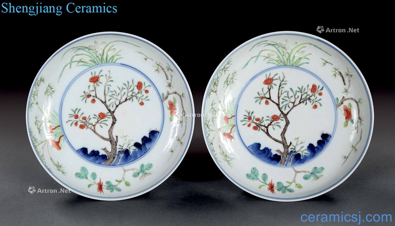 Qing porcelain enamel flower tray (2)