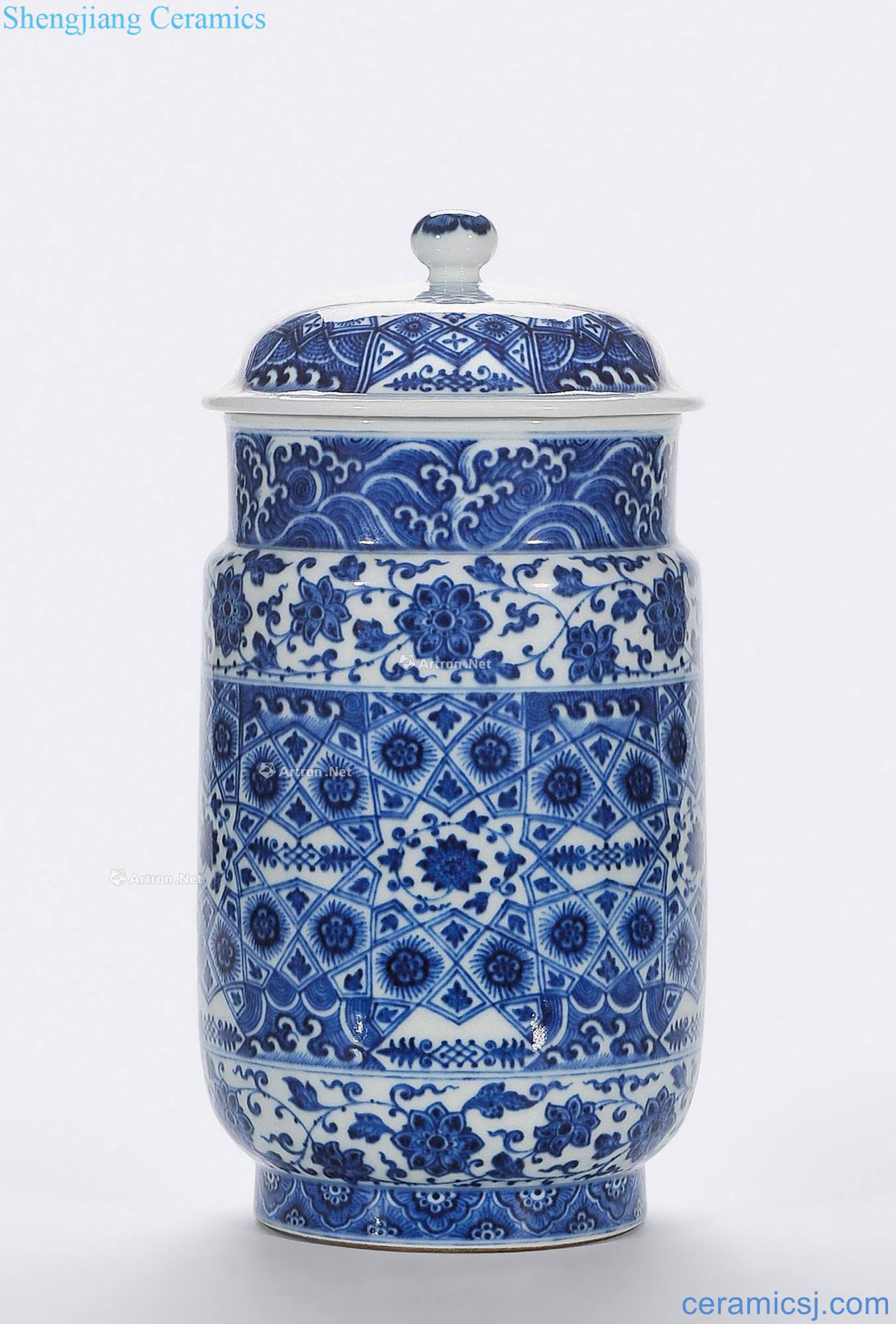 Blue and white ice wen zhuang qing qianlong cans